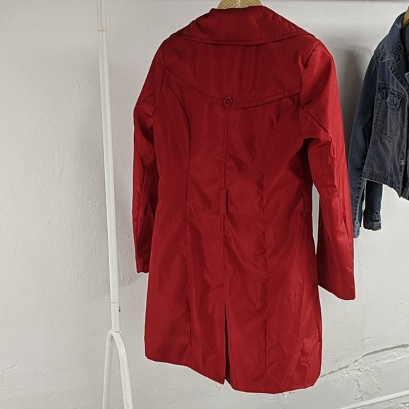 Red Trench Coat Rain Jacket - Picture 4 of 5